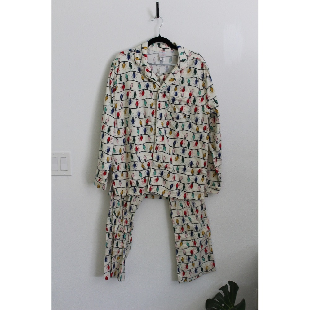 Hanna Andersson Christmas Pajamas Set Holiday Lights Cotton S Top M Bottom